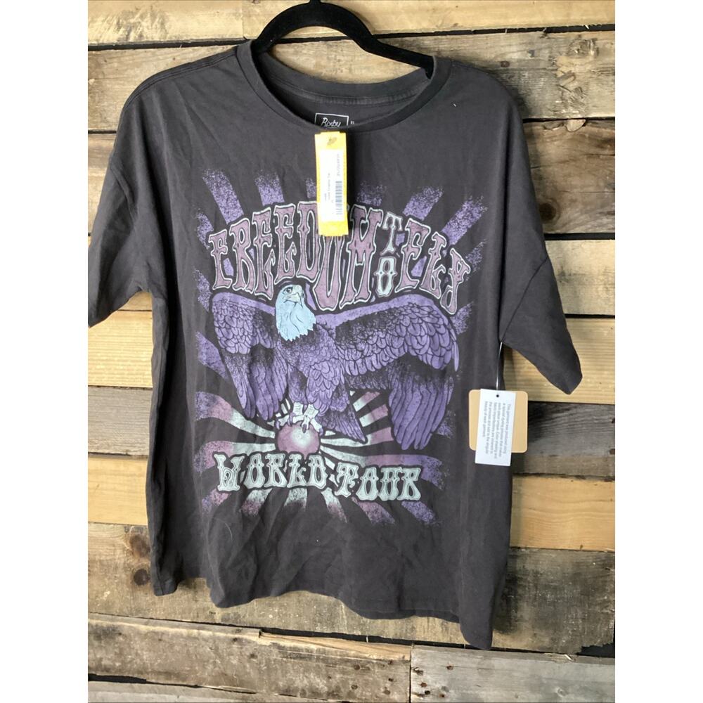 Bixby Nomad Kids The Oversized Graphic Tee Faded Black Size XL Freedom To Fly